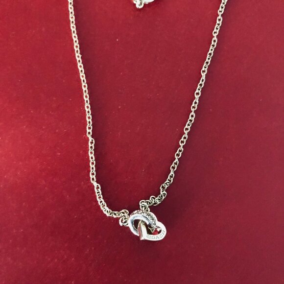 COACH HEART  SIGNATURE LONG STATION NECKLACE IN GOLD TONE 34" and Storag Bag - Picture 11 of 13